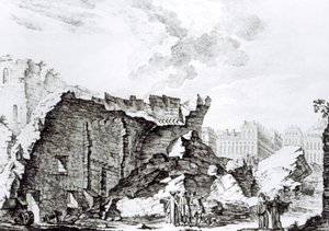 1755年の地震後のリスボンのサンロケの塔 作： French School